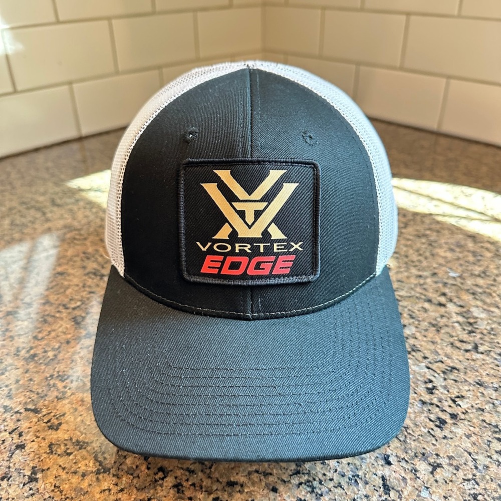 Vortex Edge Trucker Hat Men's Adjustable Black White Mesh Snapback